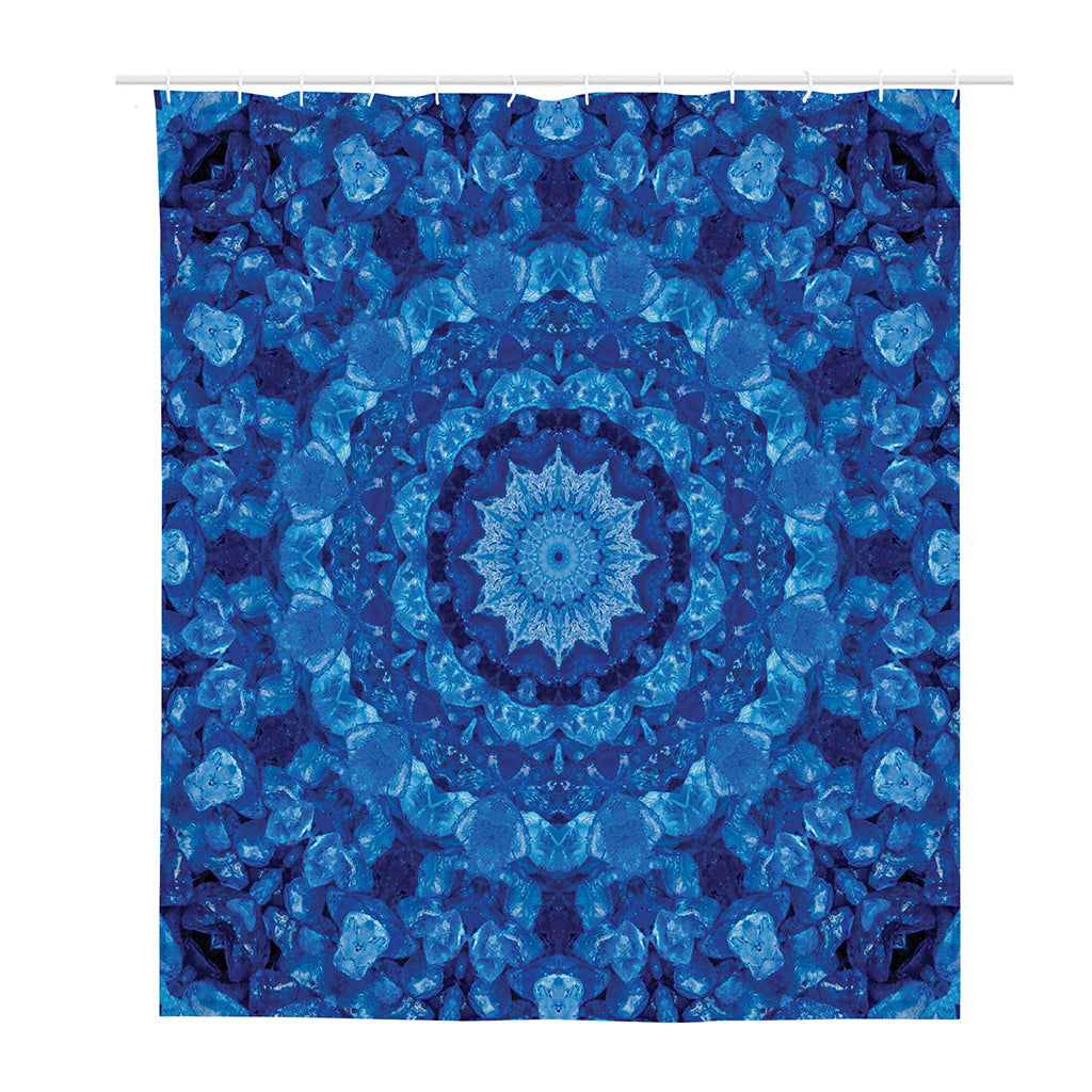 Blue Crystal Kaleidoscope Print Polyester Shower Curtain