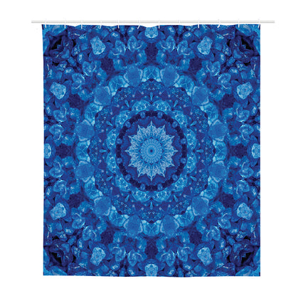 Blue Crystal Kaleidoscope Print Polyester Shower Curtain