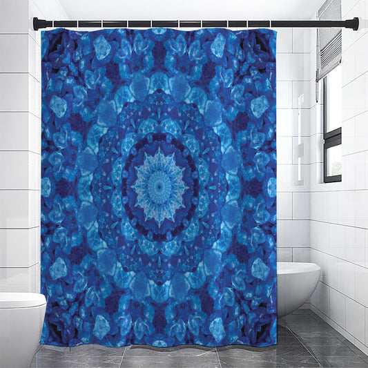 Blue Crystal Kaleidoscope Print Premium Shower Curtain