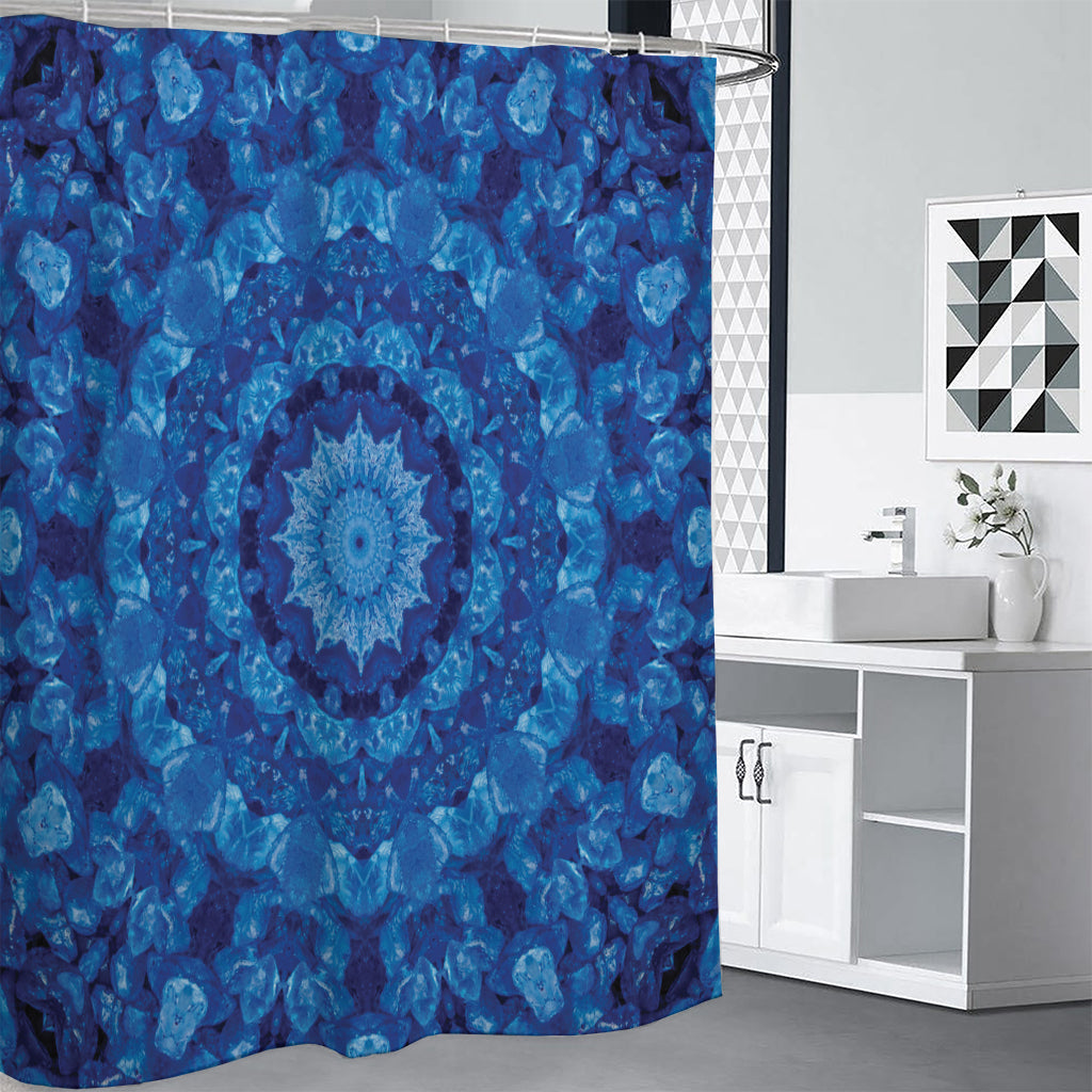 Blue Crystal Kaleidoscope Print Premium Shower Curtain