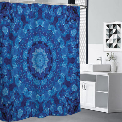 Blue Crystal Kaleidoscope Print Premium Shower Curtain