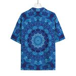 Blue Crystal Kaleidoscope Print Rayon Hawaiian Shirt