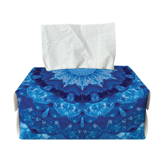Blue Crystal Kaleidoscope Print Rectangle Tissue Box Cover