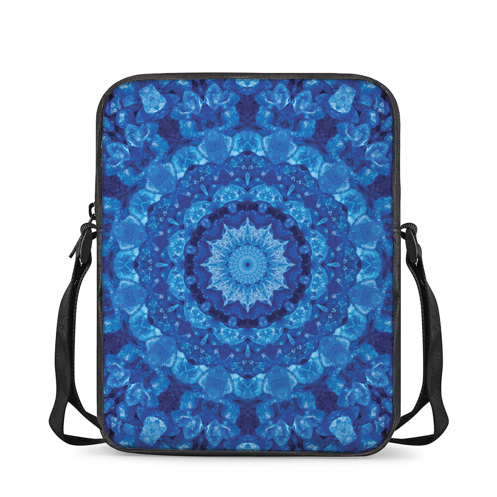Blue Crystal Kaleidoscope Print Rectangular Crossbody Bag
