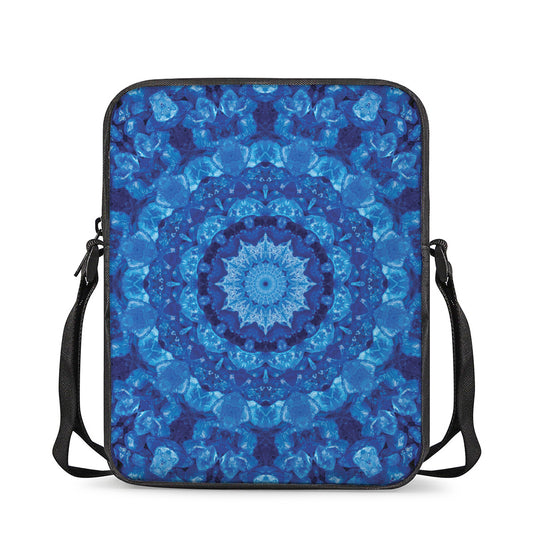 Blue Crystal Kaleidoscope Print Rectangular Crossbody Bag