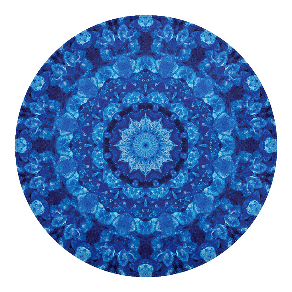 Blue Crystal Kaleidoscope Print Round Blanket