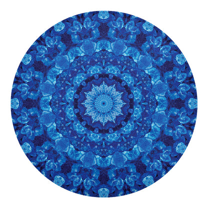 Blue Crystal Kaleidoscope Print Round Blanket
