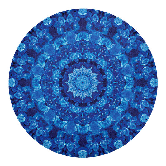 Blue Crystal Kaleidoscope Print Round Blanket