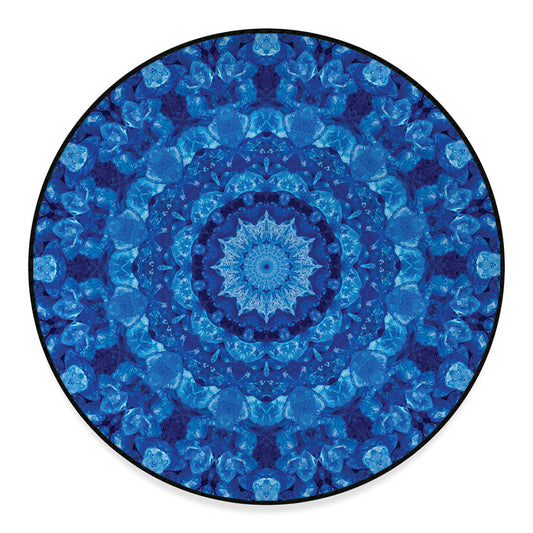 Blue Crystal Kaleidoscope Print Round Floor Mat
