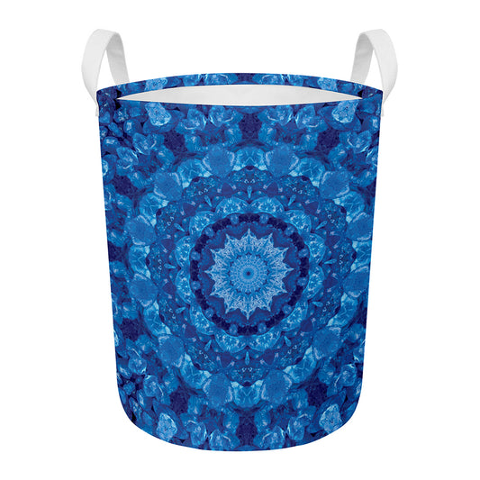 Blue Crystal Kaleidoscope Print Round Laundry Basket