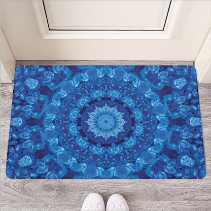 Blue Crystal Kaleidoscope Print Rubber Doormat