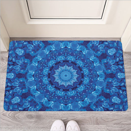 Blue Crystal Kaleidoscope Print Rubber Doormat