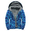 Blue Crystal Kaleidoscope Print Sherpa Lined Zip Up Hoodie