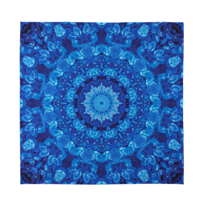 Blue Crystal Kaleidoscope Print Silk Bandana