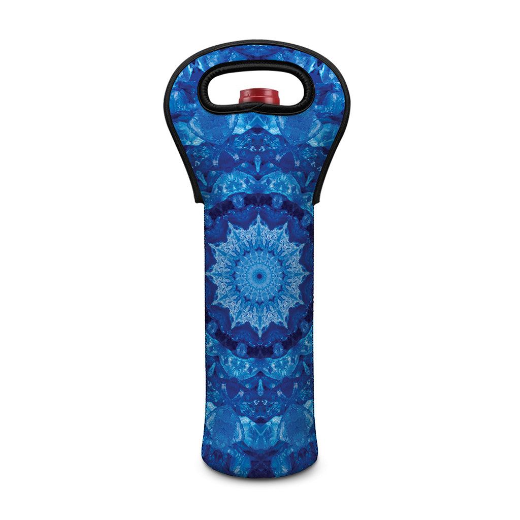 Blue Crystal Kaleidoscope Print Single Neoprene Wine Tote