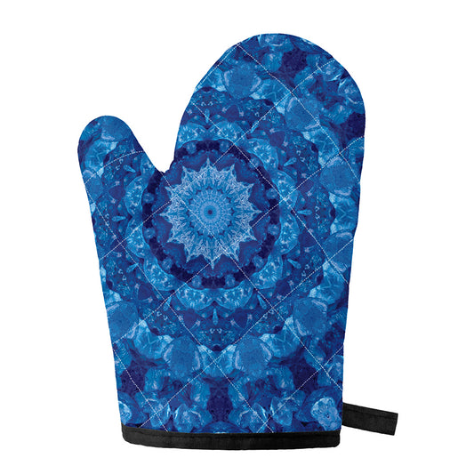 Blue Crystal Kaleidoscope Print Single Oven Mitt
