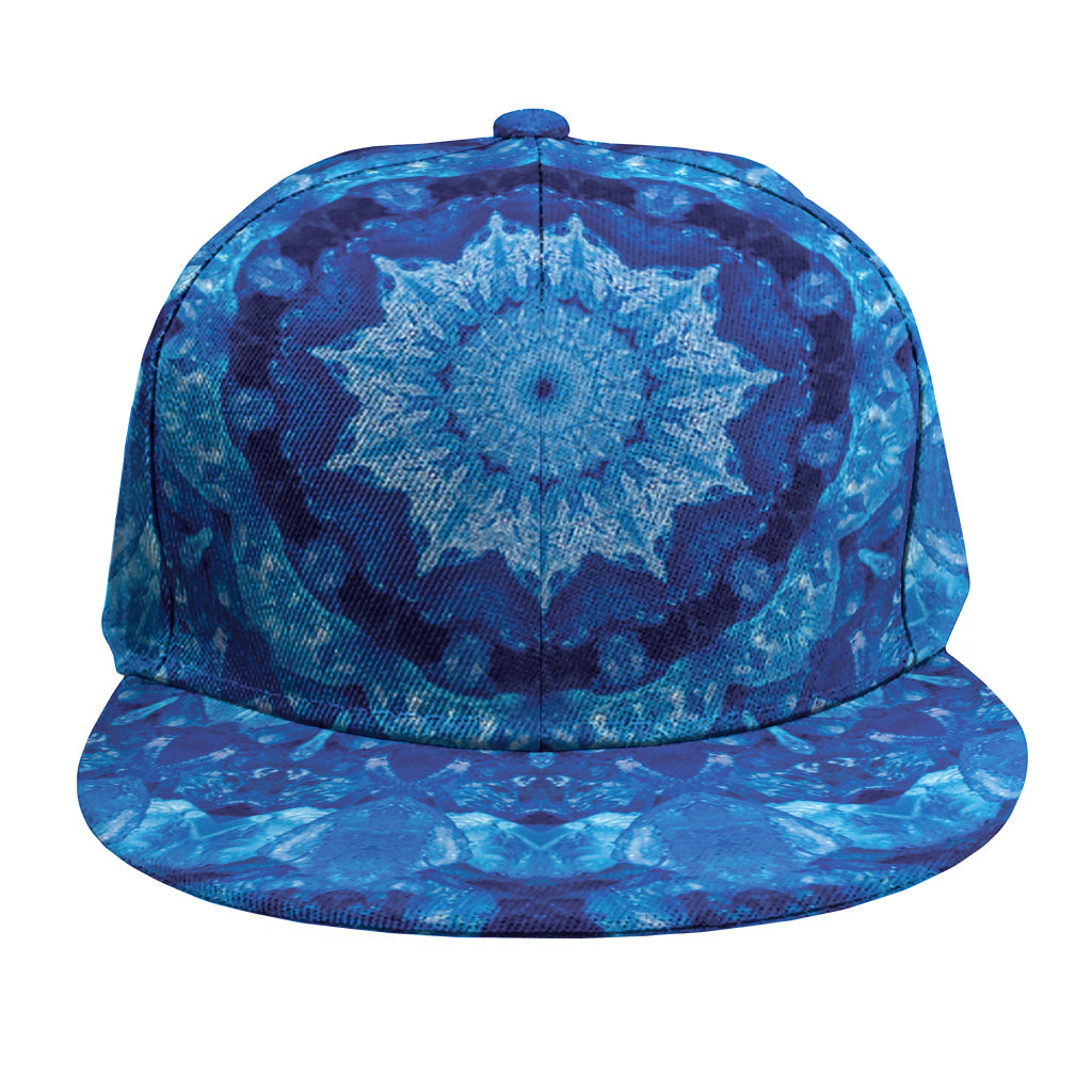 Blue Crystal Kaleidoscope Print Snapback Cap