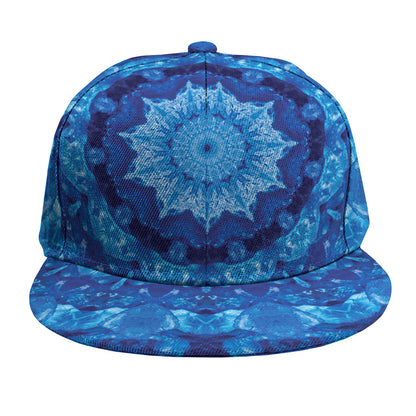 Blue Crystal Kaleidoscope Print Snapback Cap