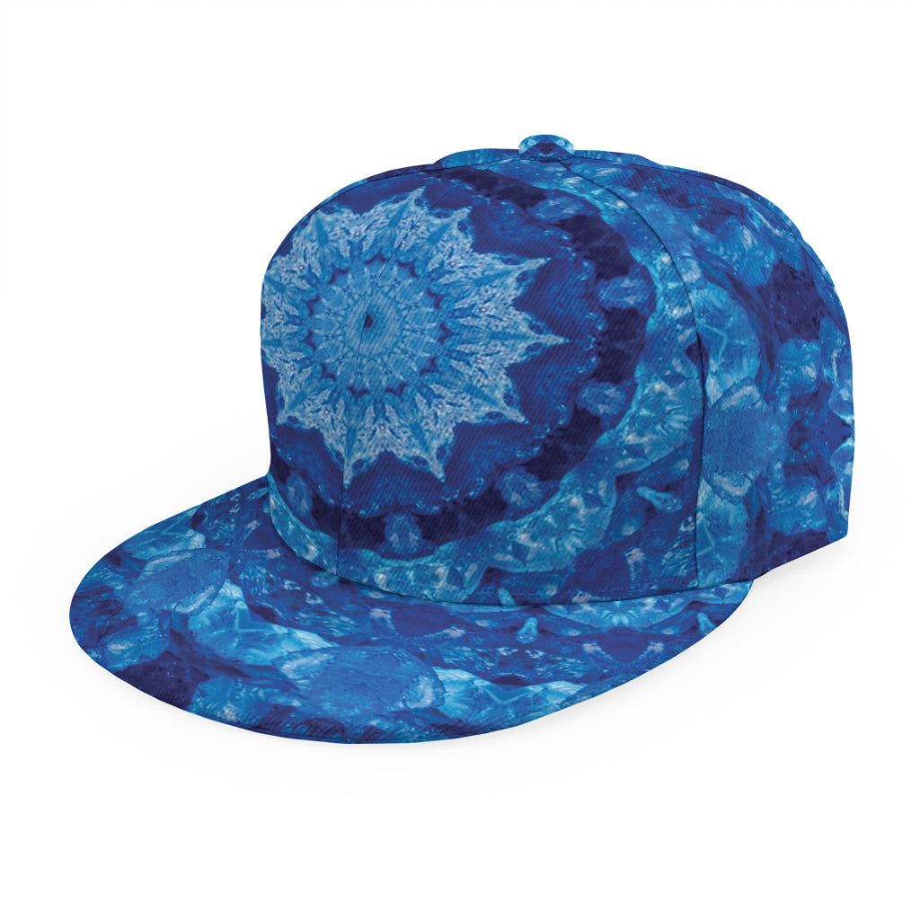 Blue Crystal Kaleidoscope Print Snapback Cap