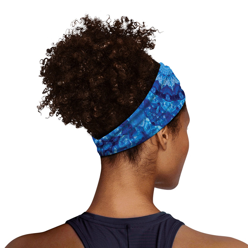 Blue Crystal Kaleidoscope Print Sports Headband