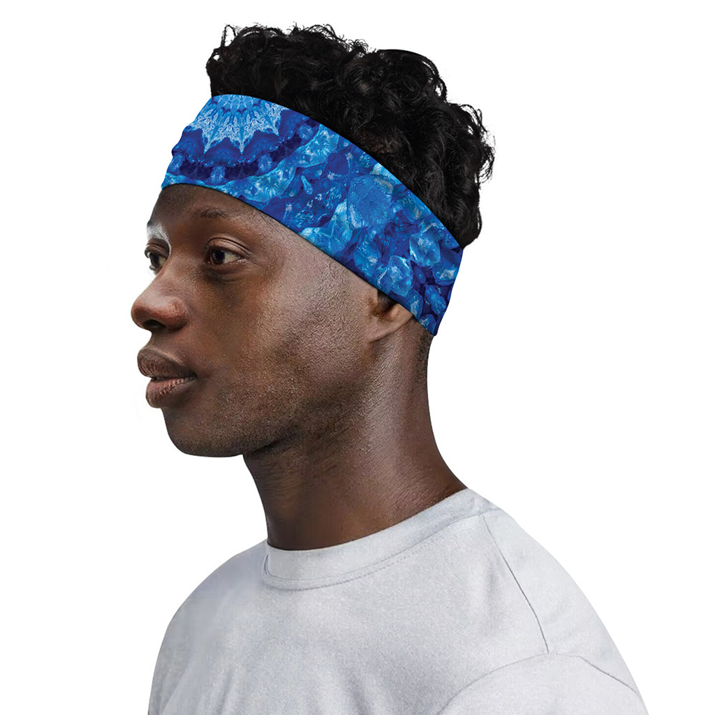 Blue Crystal Kaleidoscope Print Sports Headband