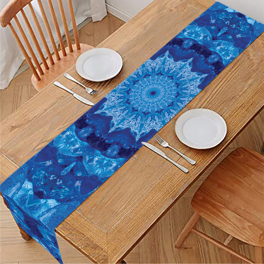 Blue Crystal Kaleidoscope Print Table Runner