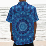 Blue Crystal Kaleidoscope Print Textured Short Sleeve Shirt