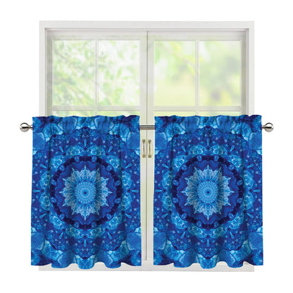 Blue Crystal Kaleidoscope Print Tier Curtains