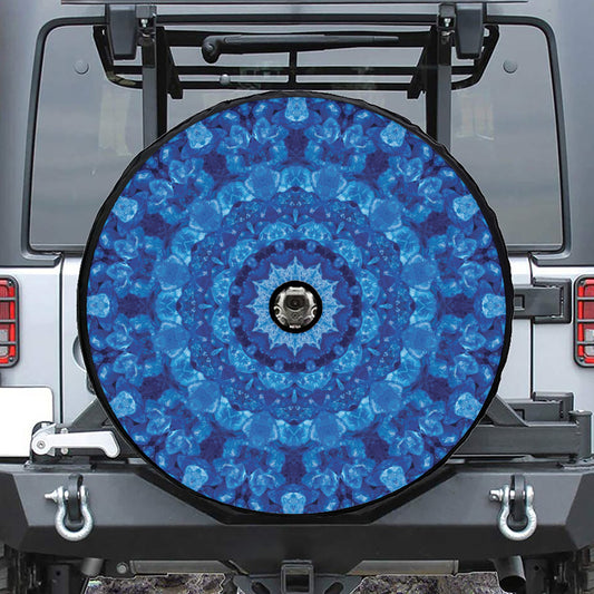 Blue Crystal Kaleidoscope Print Tire Cover With Camera Hole