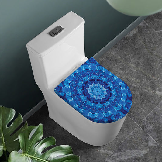 Blue Crystal Kaleidoscope Print Toilet Lid Cover