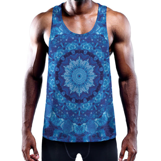 Blue Crystal Kaleidoscope Print Training Tank Top