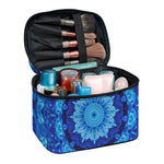 Blue Crystal Kaleidoscope Print Travel Makeup Bag
