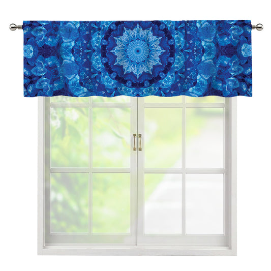 Blue Crystal Kaleidoscope Print Window Valance