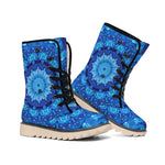 Blue Crystal Kaleidoscope Print Winter Boots