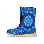Blue Crystal Kaleidoscope Print Winter Boots
