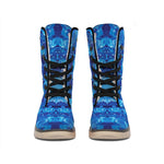 Blue Crystal Kaleidoscope Print Winter Boots