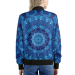 Blue Crystal Kaleidoscope Print Women's Bomber Jacket