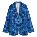 Blue Crystal Kaleidoscope Print Women's Cotton Blazer