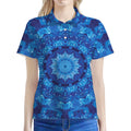 Blue Crystal Kaleidoscope Print Women's Polo Shirt