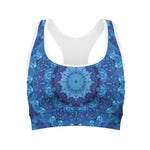 Blue Crystal Kaleidoscope Print Women's Sports Bra