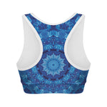 Blue Crystal Kaleidoscope Print Women's Sports Bra