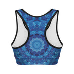 Blue Crystal Kaleidoscope Print Women's Sports Bra