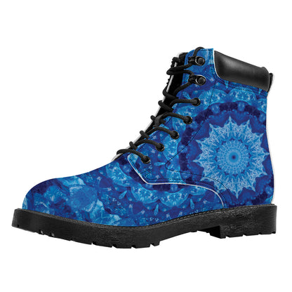 Blue Crystal Kaleidoscope Print Work Boots