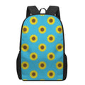 Blue Cute Sunflower Pattern Print 17 Inch Backpack