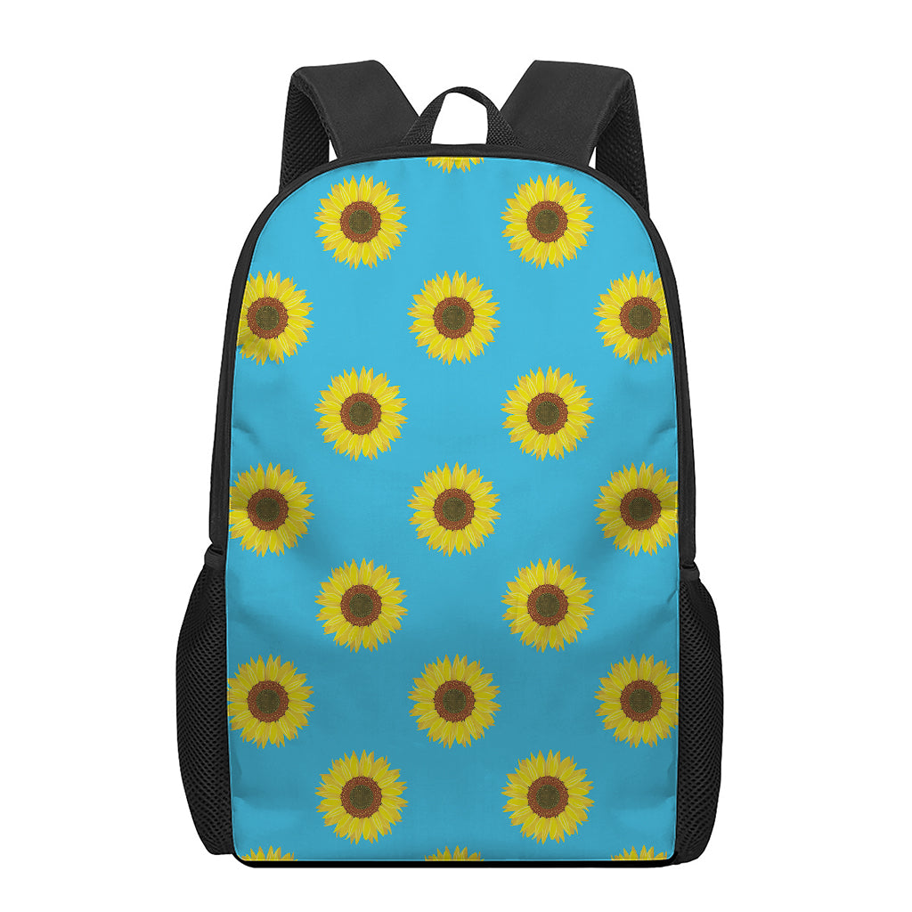Blue Cute Sunflower Pattern Print 17 Inch Backpack