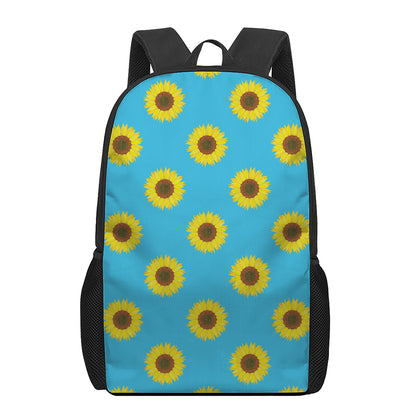 Blue Cute Sunflower Pattern Print 17 Inch Backpack