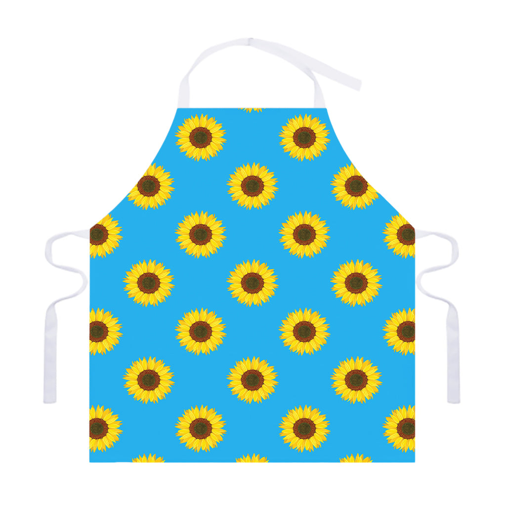 Blue Cute Sunflower Pattern Print Adjustable Apron