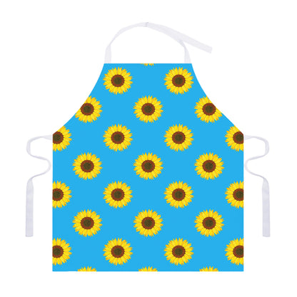 Blue Cute Sunflower Pattern Print Adjustable Apron