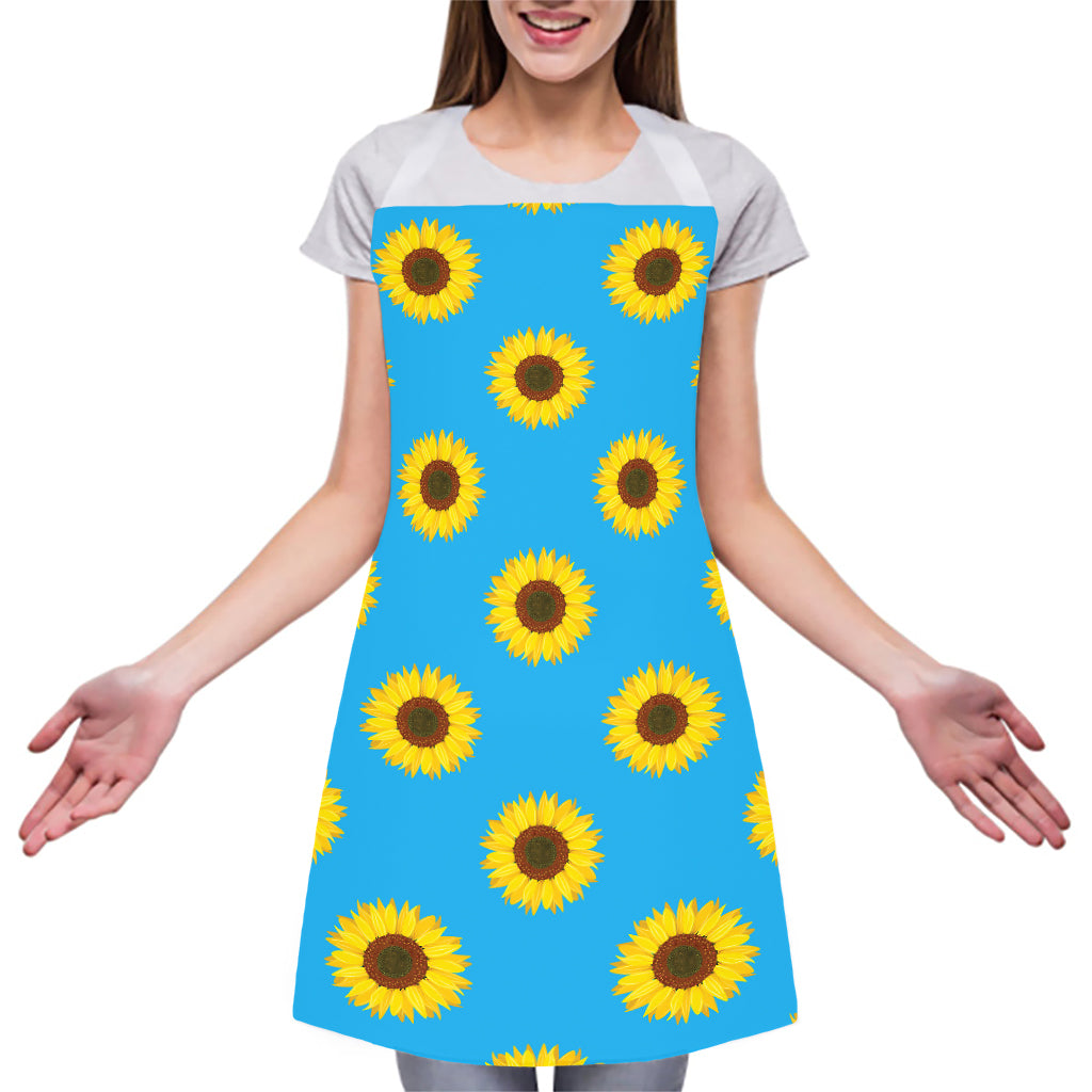 Blue Cute Sunflower Pattern Print Adjustable Apron