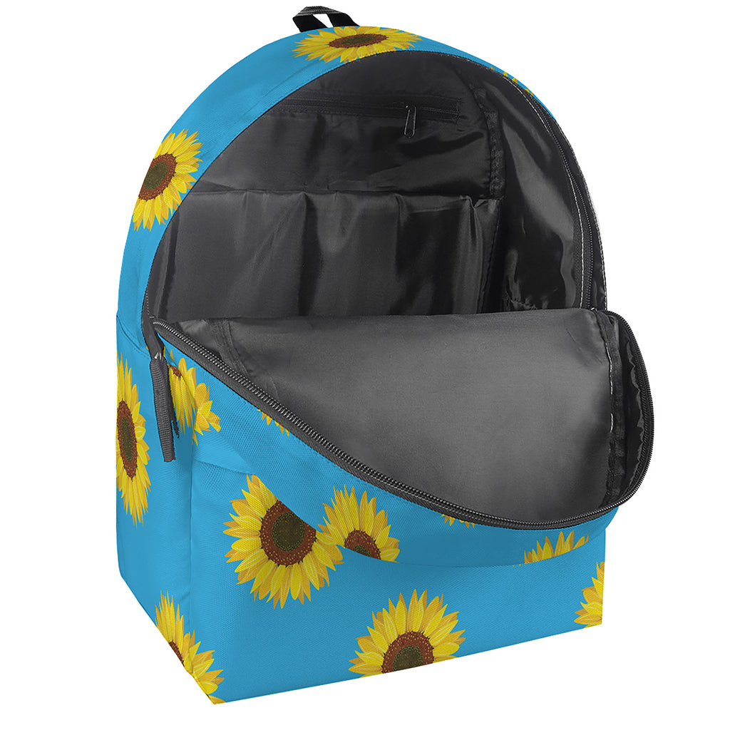 Blue Cute Sunflower Pattern Print Backpack